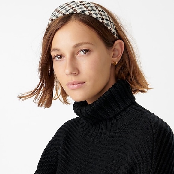 J. Crew Wide Wool Headband In Check Plaid - Picture 3 of 4